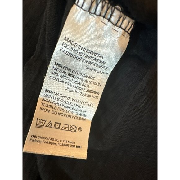 Chicos Black Ultimate Tee Womens Size 3 L 3/4 Sleeve Cotton Modal Blend - Picture 3 of 4